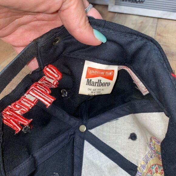 Rare Vintage 80s 90s Marlboro Cigarettes Snake Big Logo Racing Hat Cap Grunge - Picture 8 of 9